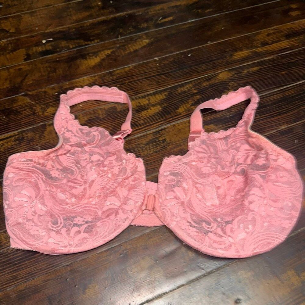 Glamorise pink Front Closure full figure 44DD Lacy sexy Bra